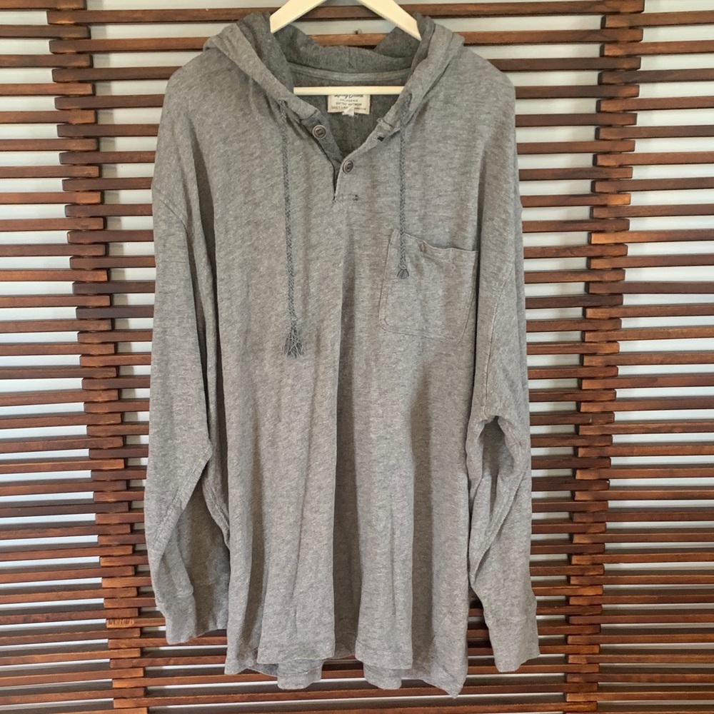 Lucky Brand Light Gray Hooded Long-Sleeve Henley Shirt